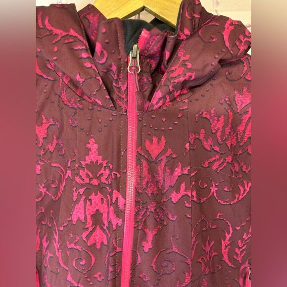 Athleta Twin Tip Ski Jacket in Port Wine Snow Scroll Ski Snowboard Jacket Size M - Picture 6 of 16